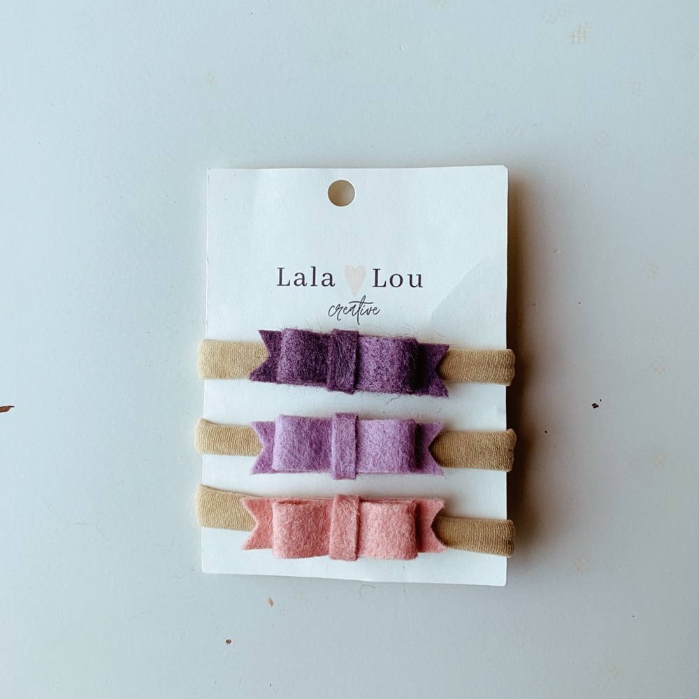 Petite felt bow headband set, nylon headband set